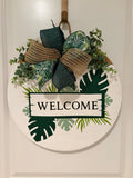 Door Hanger - Welcome Monstera Leaf
