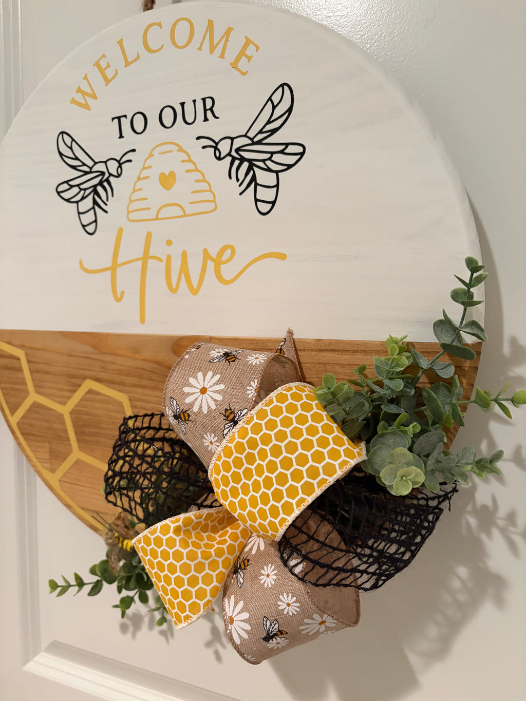 Door Hanger - Welcome To Our Hive with Bees