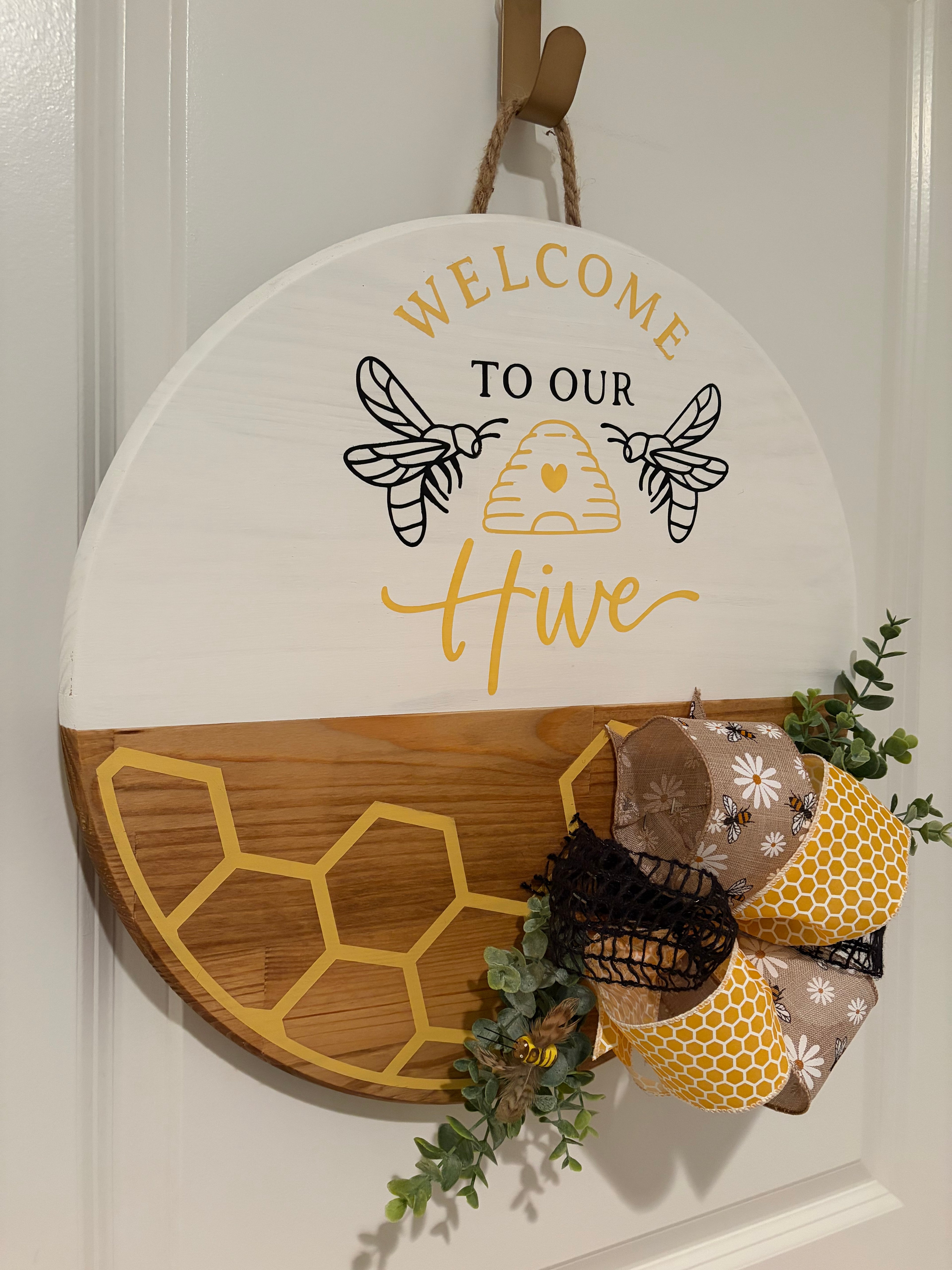 Door Hanger - Welcome To Our Hive with Bees