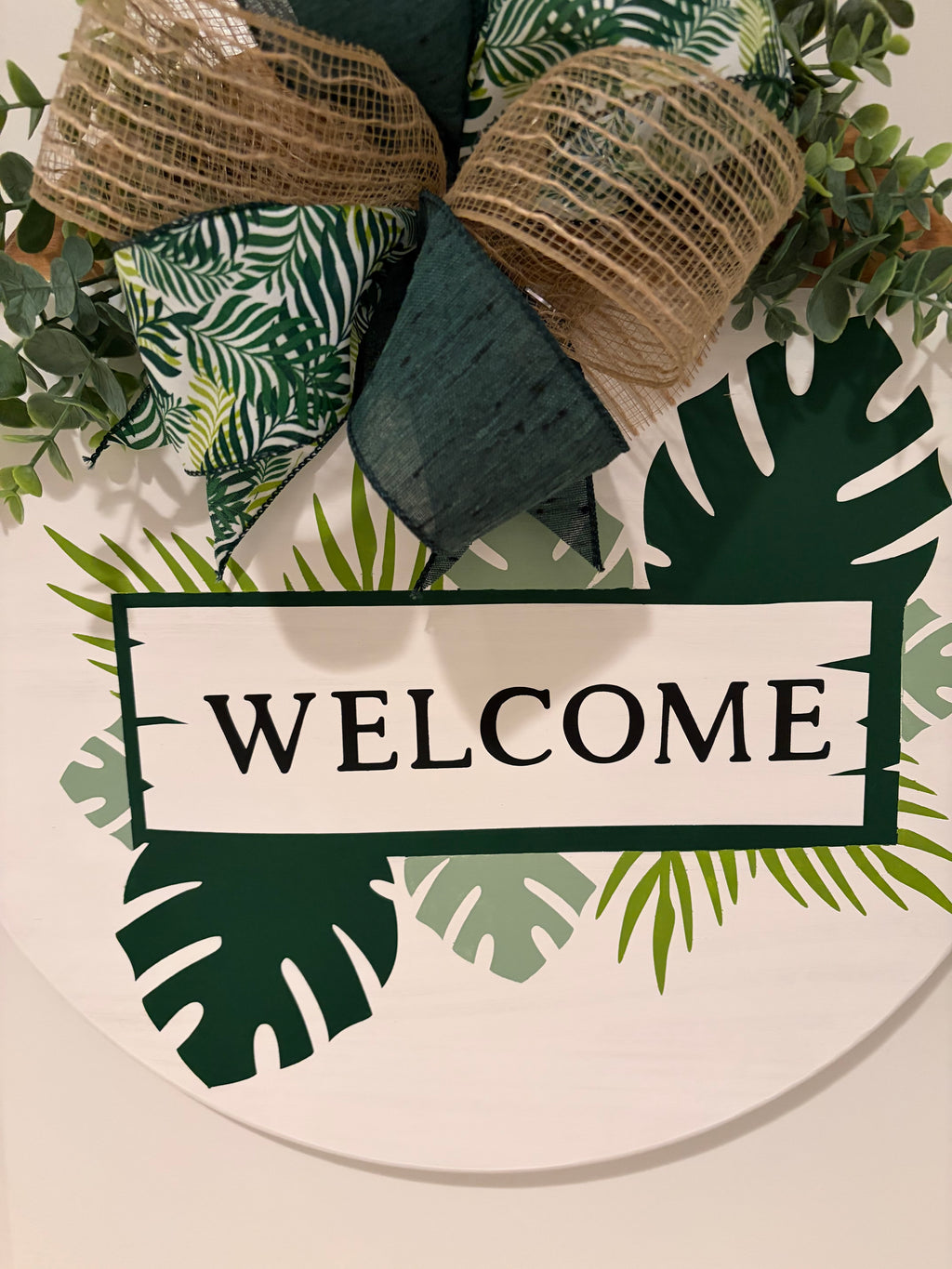 Door Hanger - Welcome Monstera Leaf