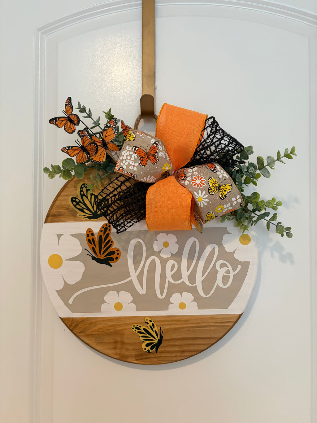 Door Hanger - Hello with Butterflies