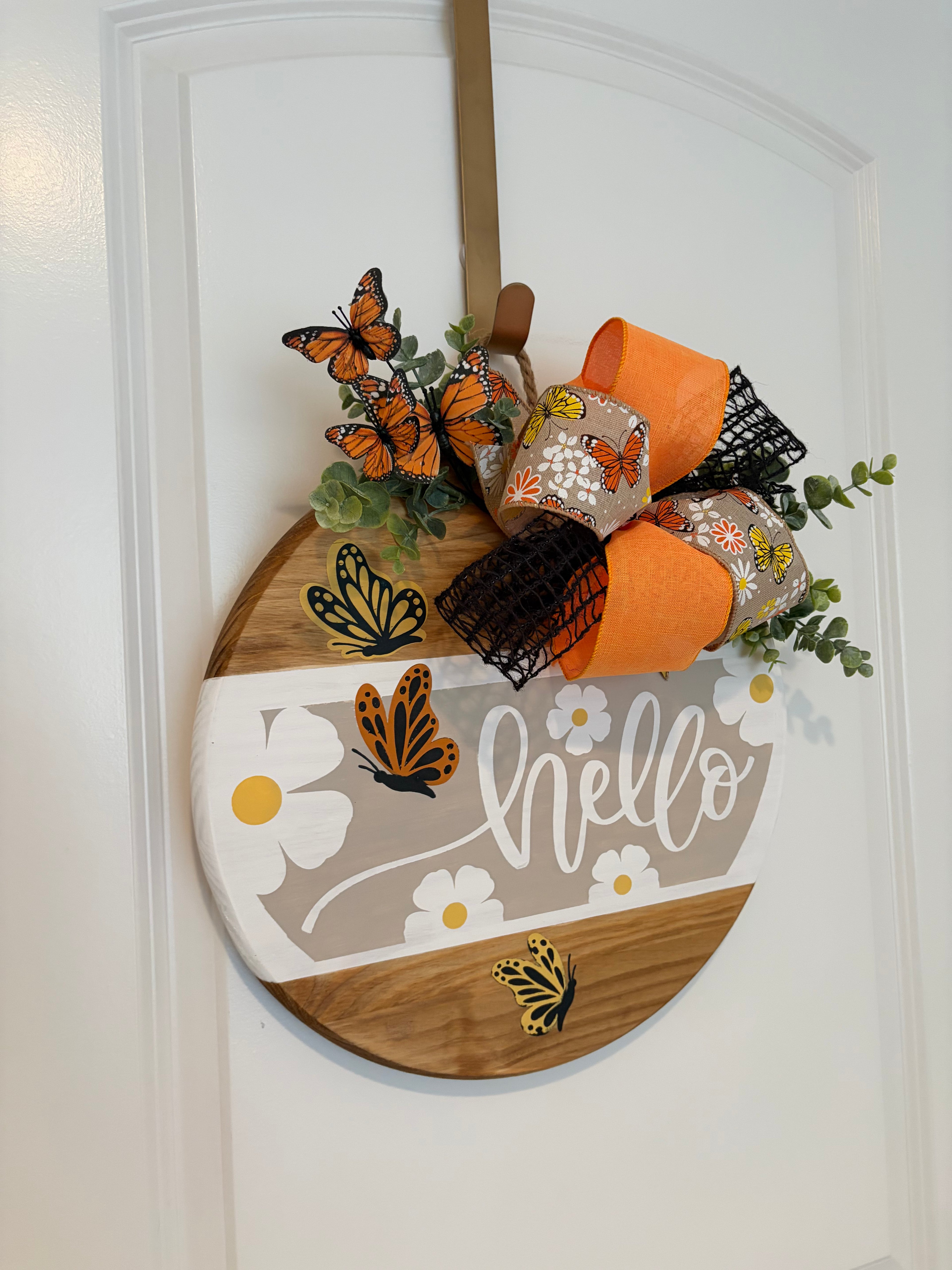 Door Hanger - Hello with Butterflies