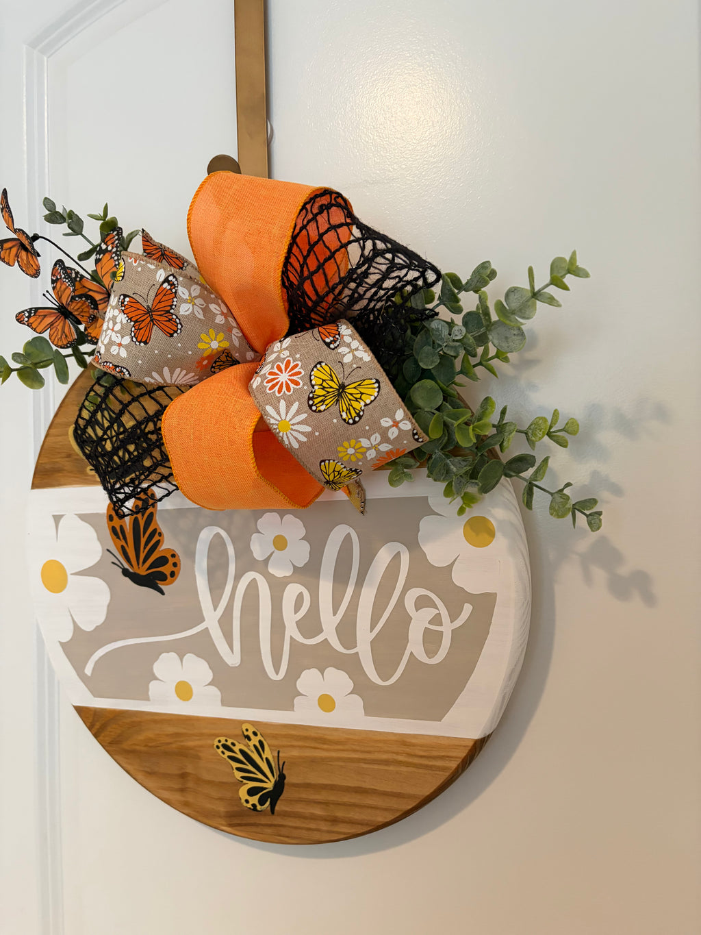 Door Hanger - Hello with Butterflies