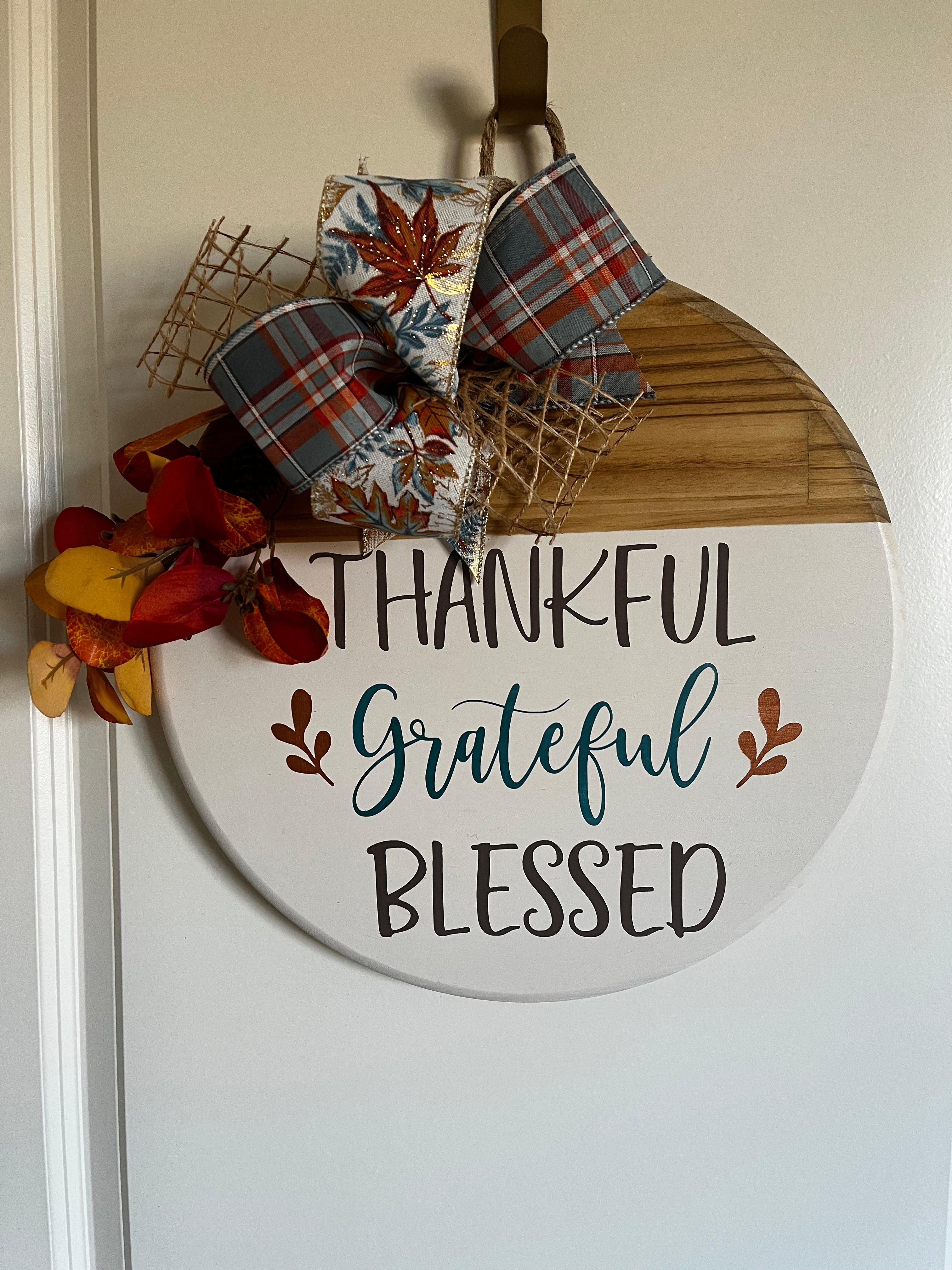 Door Hanger - Thankful, Grateful, Blessed