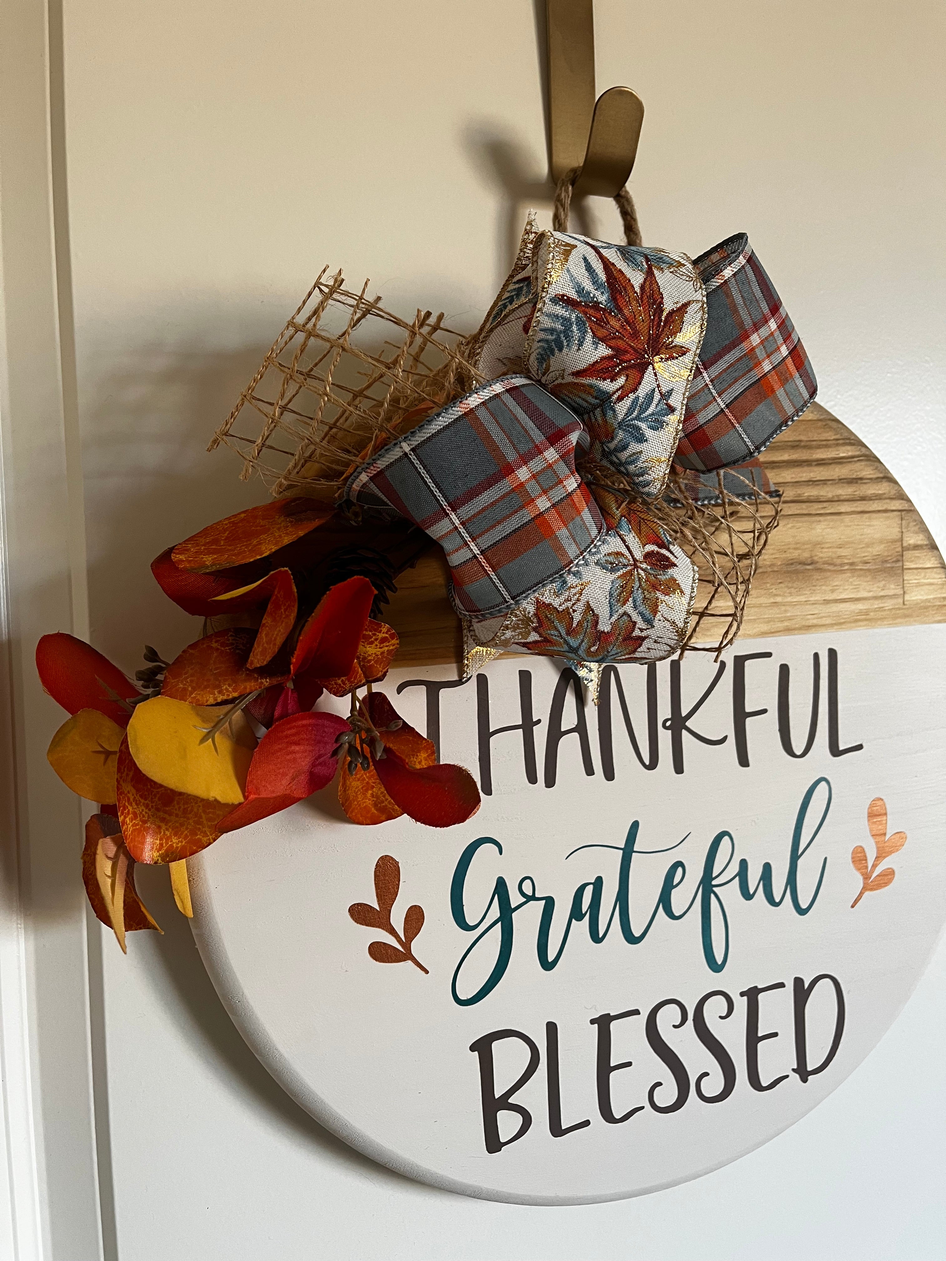 Door Hanger - Thankful, Grateful, Blessed