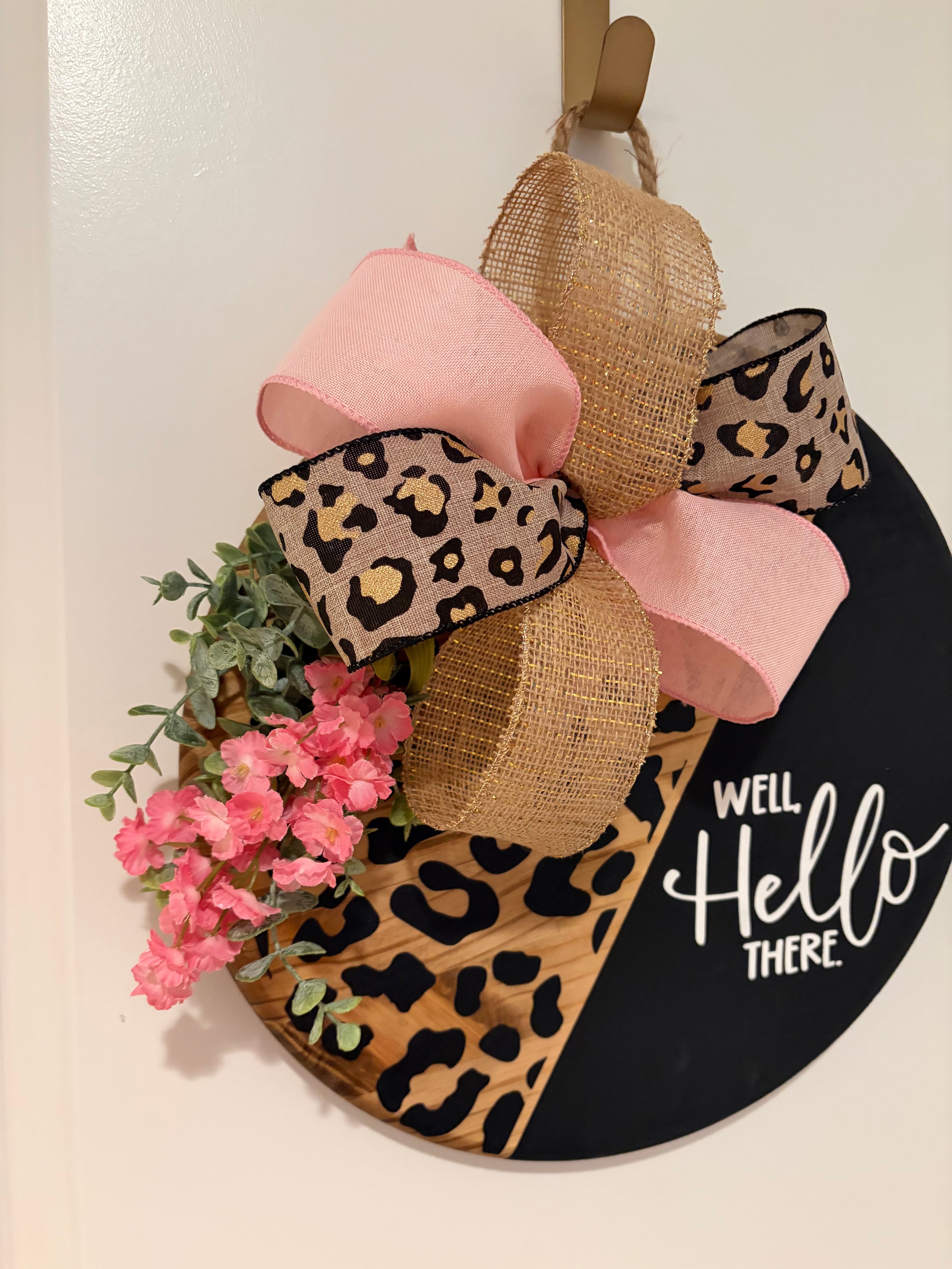 Door Hanger - Well Hello There - Leopard