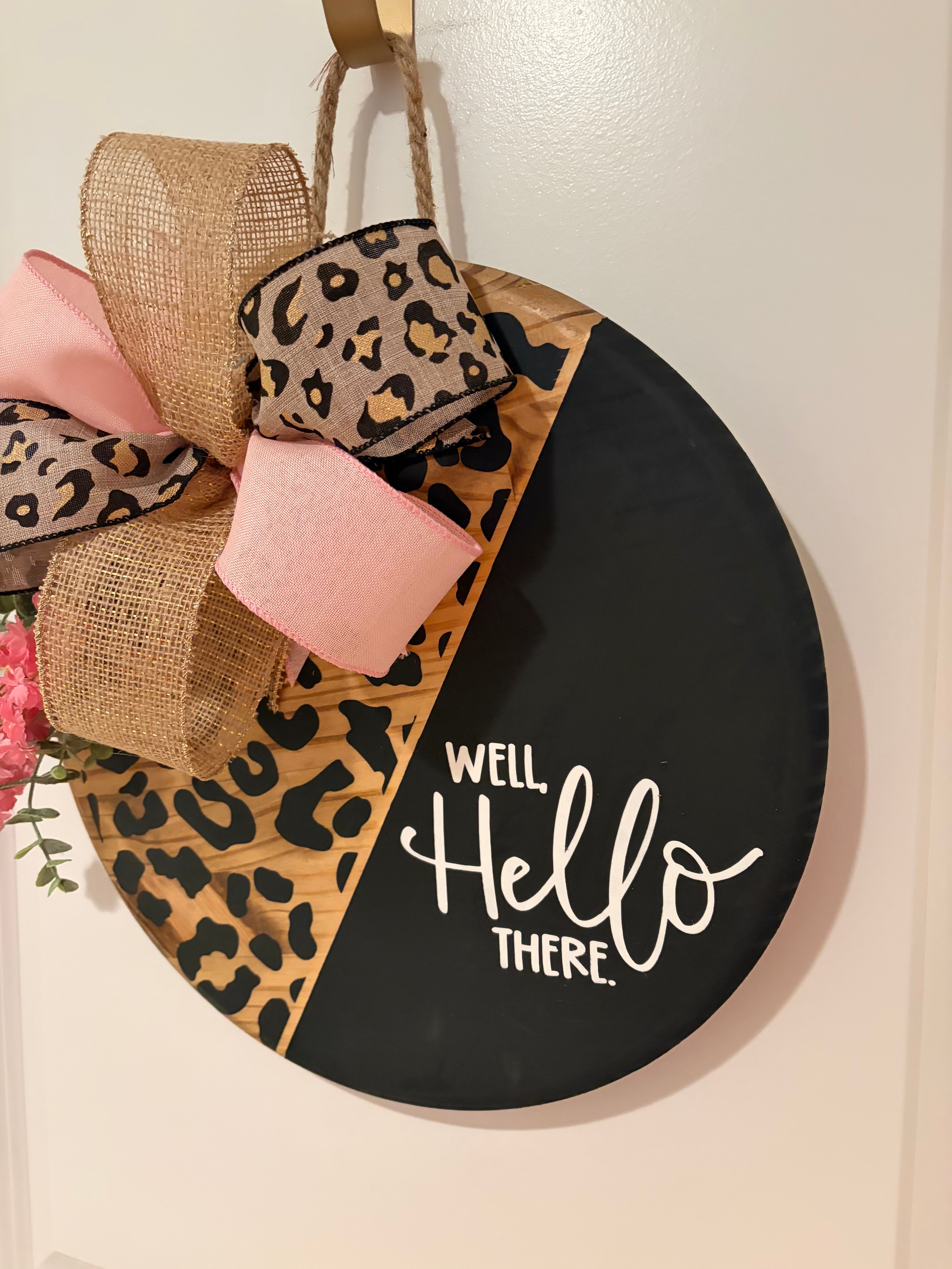 Door Hanger - Well Hello There - Leopard