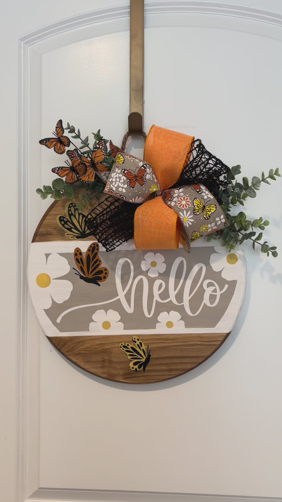 Door Hanger - Hello with Butterflies