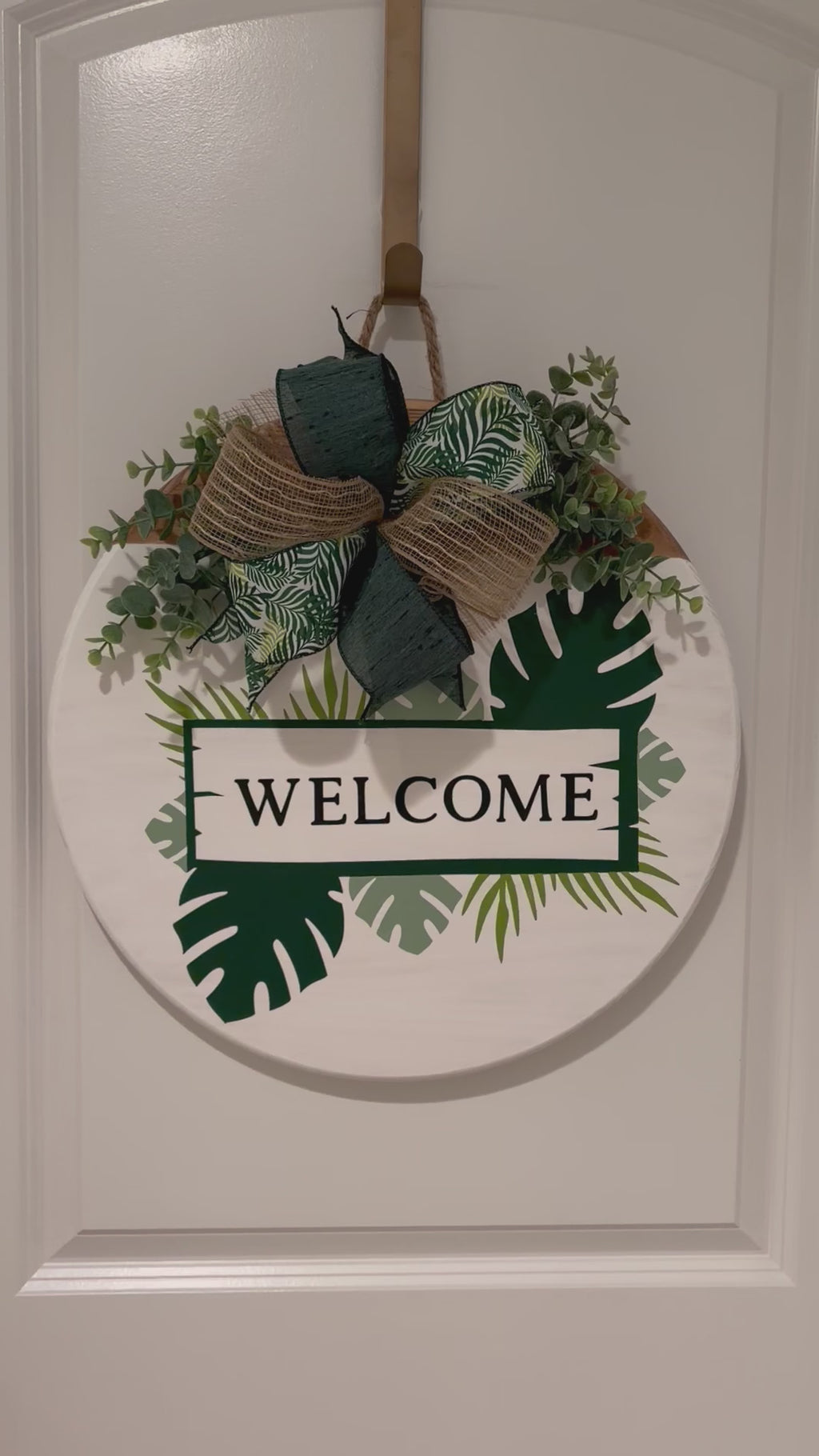 Door Hanger - Welcome Monstera Leaf
