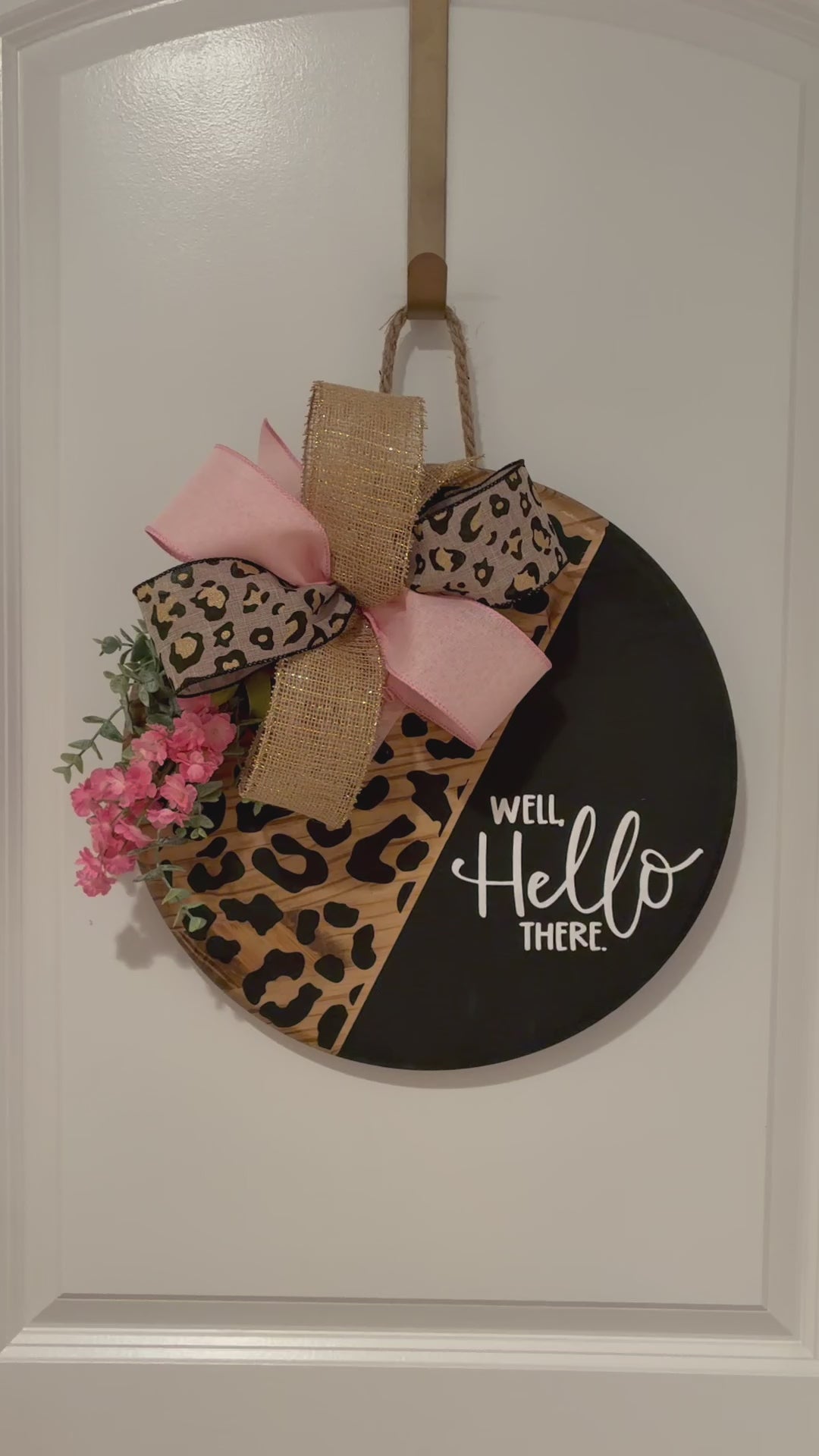 Door Hanger - Well Hello There - Leopard